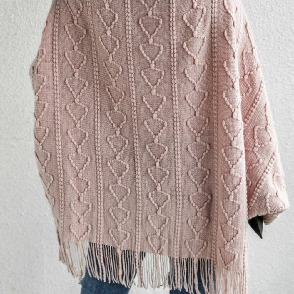 pink vegan fur fringe detail open front cardigan - Picture 5 of 6